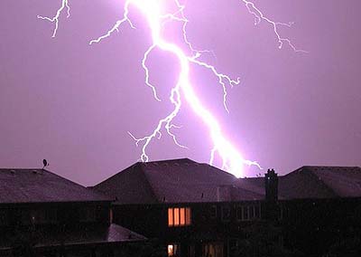 lightning striking house